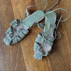 Zara size 38 new never worn gold wrap sandals